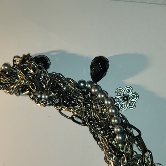 Fun and funky rocker chic punk statement chain and charm layered necklace - Picture 6 of 7